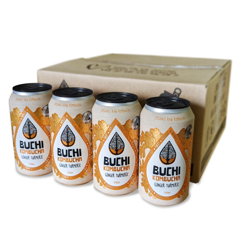 Buchi Ginger Turmeric Kombucha 16 x 375ml Cans Buchi Kombucha